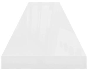 Półki ścienne 2 szt., wysoki połysk, biel, 120x23,5x3,8 cm, mdf