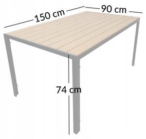 Zestaw mebli ogrodowych balkon stół Allen-ST 150x90W + 6x krzesło Polinka KD czar