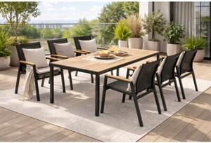 Zestaw mebli ogrodowych balkon stół Allen-ST 150x90W + 6x krzesło Polinka KD czar