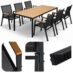 Zestaw mebli ogrodowych balkon stół Allen-ST 150x90W + 6x krzesło Polinka KD czar