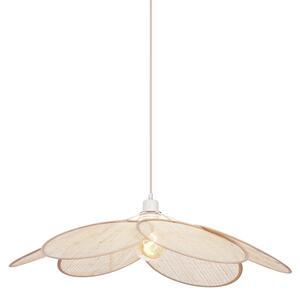 Lampa wisząca Japandi kremowa z lnianym abażurem - Aisha