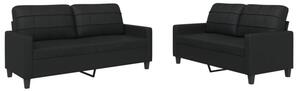 Sofa 2-osobowa z poduszkami, czarna, sztuczna skÃ³ra
