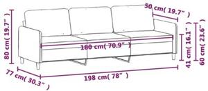 Sofa, 3-osobowa kremowa, 180 cm, tapicerowana tkaninÄ
