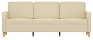 Sofa, 3-osobowa kremowa, 180 cm, tapicerowana tkaninÄ