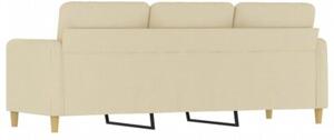 Sofa, 3-osobowa kremowa, 180 cm, tapicerowana tkaninÄ