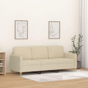 Sofa, 3-osobowa kremowa, 180 cm, tapicerowana tkaninÄ