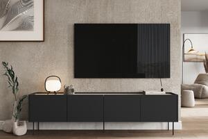 Szafka RTV Desin 220 cm z metalowymi nogami - czarny mat / dąb nagano