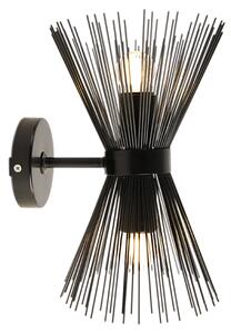 Lampa ścienna art deco czarna 2-światłowa - Broom