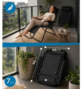 Leżak ogrodowy składany z regulacją i tacką 4w1 SAPPHIRE ACTIVE gravity oxford lekki Czarny