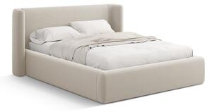 Beżowe tapicerowane łóżko dwuosobowe ze schowkiem ze stelażem 140x200 cm Jason – Windsor & Co Sofas