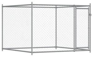 Klatka dla psa, z drzwiami, szara, 10x2x1,5 m, stal