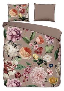 Szaro-brązowa pościel dwuosobowa z satyny bawełnianej 240x220 cm Fiori – Descanso