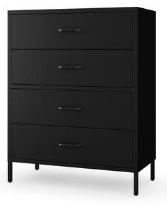 Czarna komoda z szufladami metalowa na nóżkach CARLA Modern 800 x 1015 x 400 mm