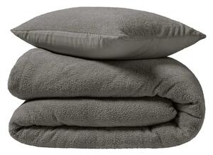 Antracytowa pościel dwuosobowa z mikropluszu 240x220 cm Helena – douceur d'intérieur