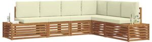 Zestaw mebli ogrodowych z litego drewna akacjowego - elegancka sofa modularna z poduszkami