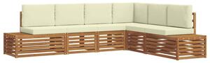 Zestaw mebli ogrodowych z litego drewna akacjowego - elegancka sofa modularna z poduszkami