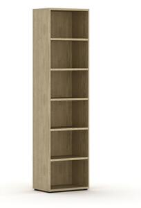 Biblioteka INTEGRO wyższa, 2300 x 600 x 400 mm, 5 półek, dąb naturalny