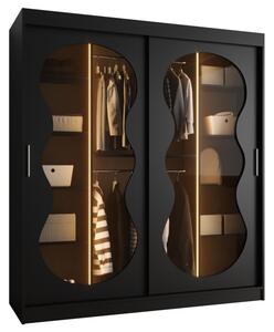Szafa przesuwna z lustrem Garderoba Abiks BAHRAJN 3 180 czarny + LED 1 szt