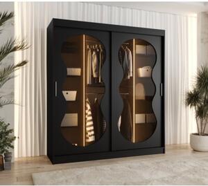Szafa przesuwna z lustrem Garderoba Abiks BAHRAJN 3 180 czarny + LED 1 szt