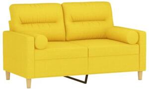 Sofa 2-osobowa z poduszkami, jasnoÅ¼Ã³Åta, 120 cm, tkanina