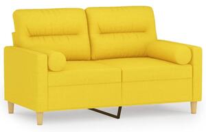 Sofa 2-osobowa z poduszkami, jasnoÅ¼Ã³Åta, 120 cm, tkanina