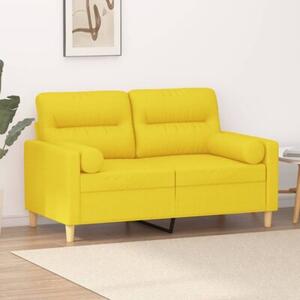 Sofa 2-osobowa z poduszkami, jasnoÅ¼Ã³Åta, 120 cm, tkanina