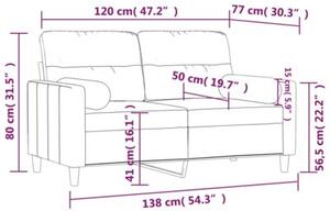 Sofa 2-osobowa z poduszkami, jasnoÅ¼Ã³Åta, 120 cm, tkanina