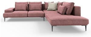 Narożnik z funkcją spania Liege Pink, Beige, Structured Fabric, Structured Fabric, prawostronny