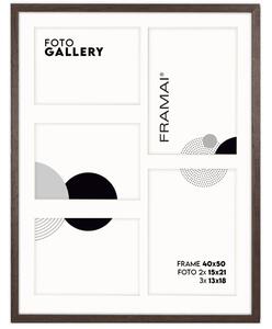 Ramka na zdjęcia 2x 15x21 cm 3x 13x18 cm brązowa galeria na 5 zdjęć multirama 40x50 cm FRAMAI®