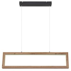 Lampa wisząca LED Globo MANDERA 24W czarny mat i MDF 3000K 80 cm regulowana wysokość