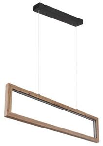 Lampa wisząca LED Globo MANDERA 24W czarny mat i MDF 3000K 80 cm regulowana wysokość