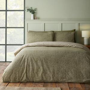 Zielona flanelowa pościel jednoosobowa 135x200 cm Brushed Herringbone – Catherine Lansfield