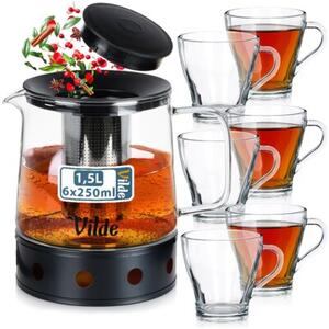 Szklanki do kawy i herbaty z dzbanek z zaparzaczem 250 ML / 1,5 l, 7 el