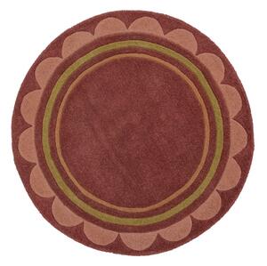 Bordowy wełniany okrągły dywan tkany ręcznie ø 120 cm Lois – Flair Rugs