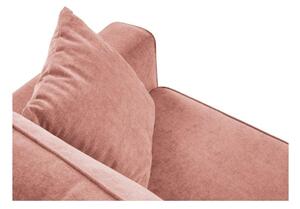 Narożnik z funkcją spania Dunas Pink Structured Fabric Lewostronna kolor nóg złoty
