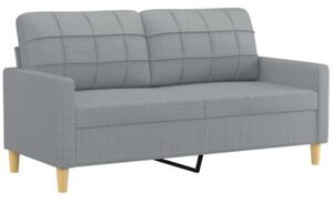Sofa 2-osobowa z poduszkami, jasnoszara, 140 cm, tkanina