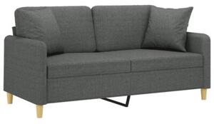 Sofa 2-osobowa z poduszkami, ciemnoszara, 140 cm, tkanina