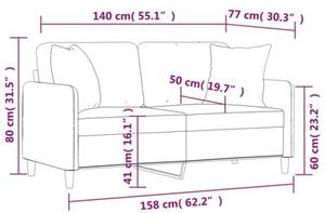Sofa 2-osobowa z poduszkami, taupe, 140 cm, tkanina