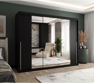 Szafa przesuwna z lustrem Garderoba SIMA T2 250 czarny + u. srebrny