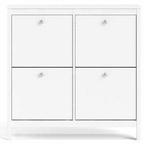Biały regał na buty SALOMO z 4 uchylnymi półkami