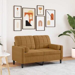 Sofa 2-osobowa z poduszkami, brÄ zowa, 120 cm, aksamit