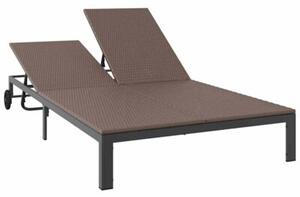 Leżak 2-osoba brązowy 60 x 200 x 27cm polirattan