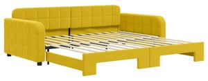 Sofa rozsuwana, żółta, 100x200 cm, aksamit