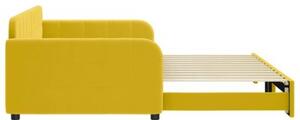 Sofa rozsuwana, żółta, 100x200 cm, aksamit