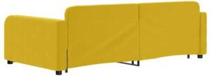 Sofa rozsuwana, żółta, 100x200 cm, aksamit