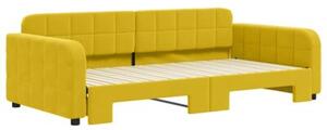 Sofa rozsuwana, żółta, 100x200 cm, aksamit