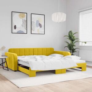 Sofa rozsuwana, żółta, 100x200 cm, aksamit