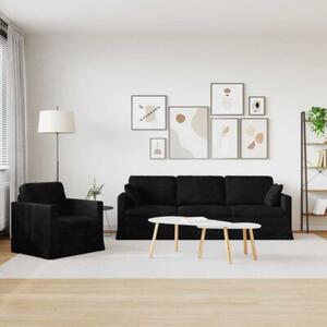 Modularna sofa aksamitna w kolorze czarnym z ergonomicznymi poduszkami