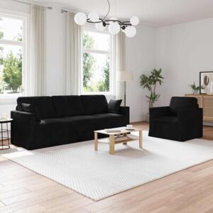 Modularna sofa aksamitna w kolorze czarnym z ergonomicznymi poduszkami