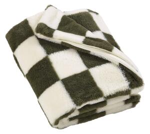 Biały/zielony koc 130x170 cm Cosy Soft Checkerboard – Catherine Lansfield